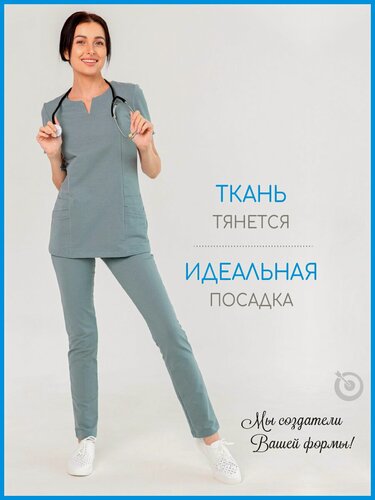 Изображение товара Медицинский костюм женский "Миндаль" цвет зеленый воск, размер 56/58
