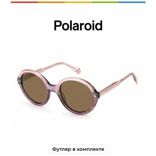 Солнцезащитные очки Polaroid PLD 4114/S/X, розовый, коричневый солнцезащитные очки polaroid кошачий глаз оправа пластик для женщин мультиколор