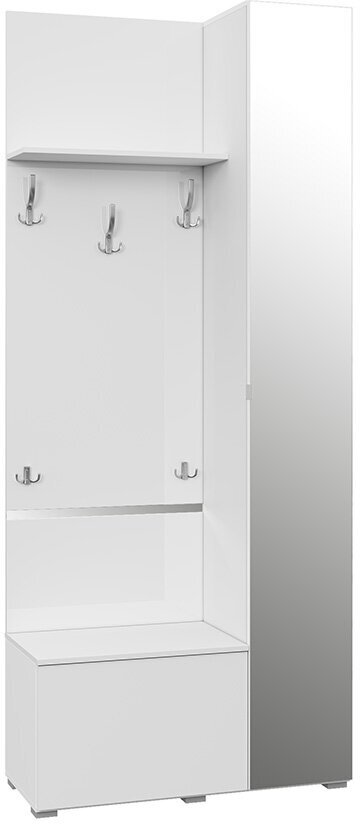 Шкаф с вешалкой и тумбой Hoff Линда, 90х220х38, цвет белый шелк, белый снег