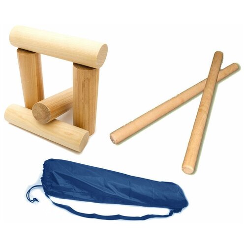 Городки русская народная спортивная игра, 2 биты + 10 городков