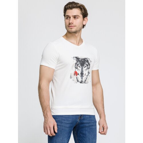 фото Футболка sesmik, хлопок, принт сюжетный, размер m, белый