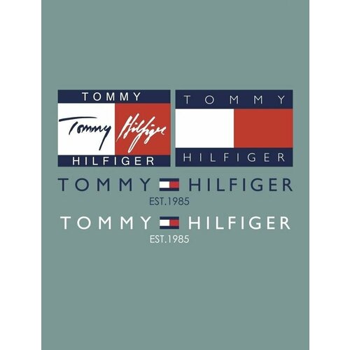 Термотрансфер Tite, термонаклейка на одежду Томми Хилфигер 2 лого, размеры 24х16 см
