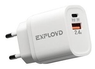Сетевая зарядка Exployd RASH USB Type-C 20w Белый