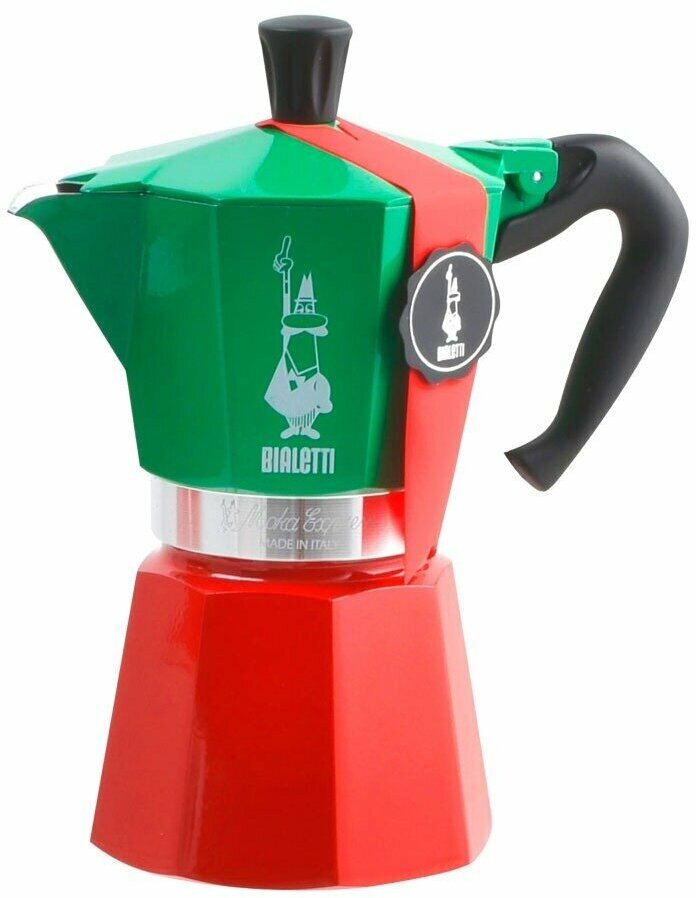 Гейзерная кофеварка Bialetti Moka Express Italia на 3 порции, зеленый/красный — купить в интернет-магазине по низкой цене на Яндекс Маркете