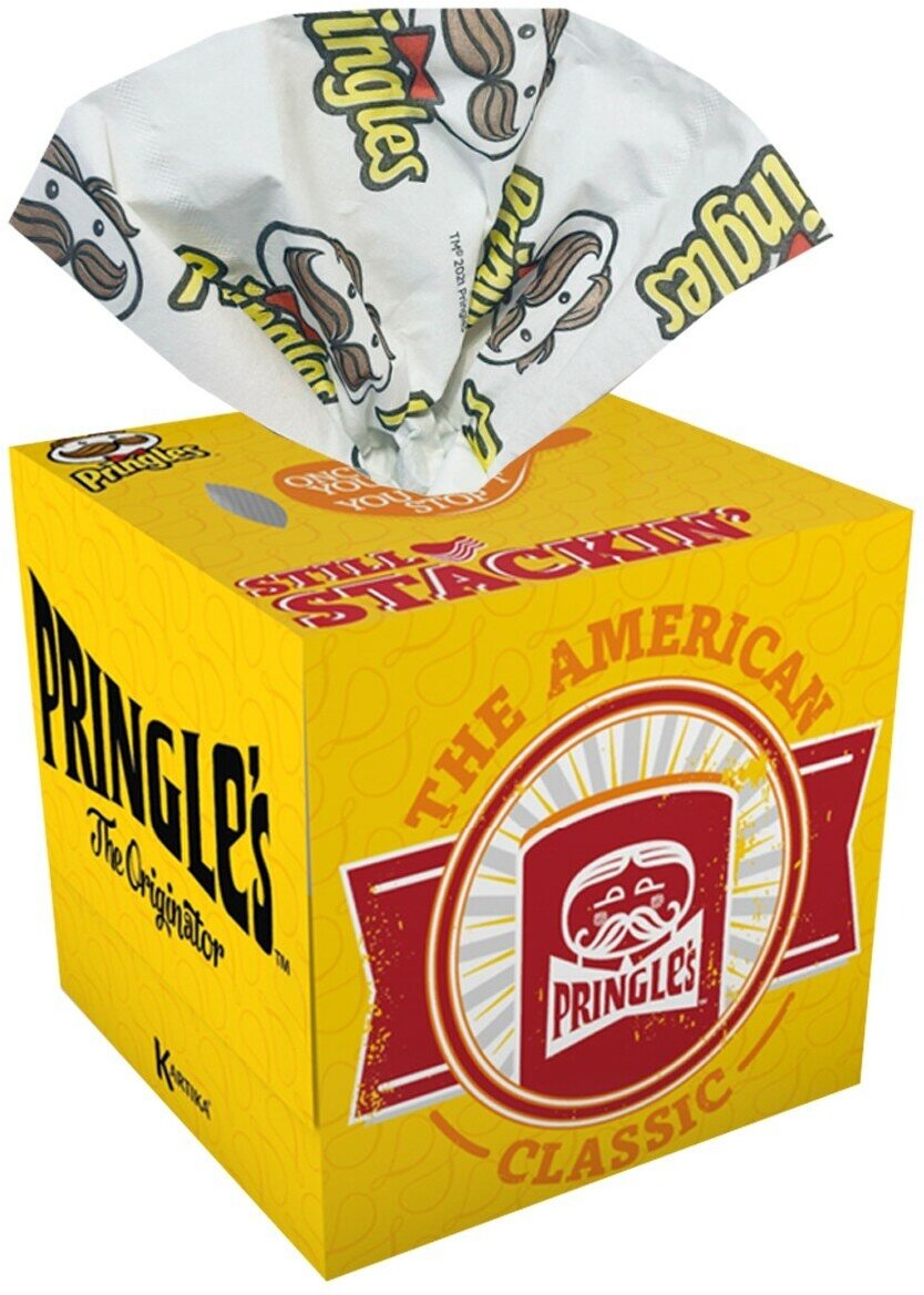 Салфетки бумажные выдергушки World cart Pringles с рисунком 3 слоя 56 штук в упаковке