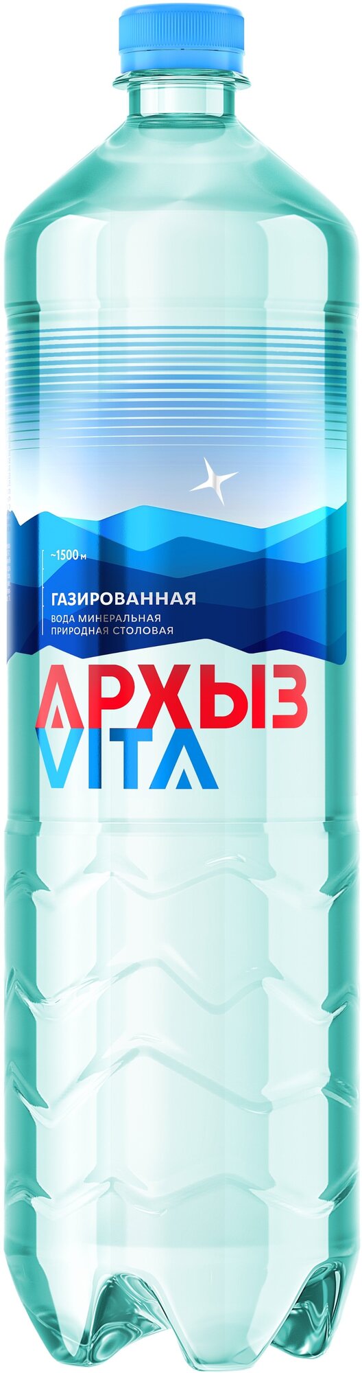 Минеральная вода Архыз Vita газированная, ПЭТ 1.5 л (6 штук)