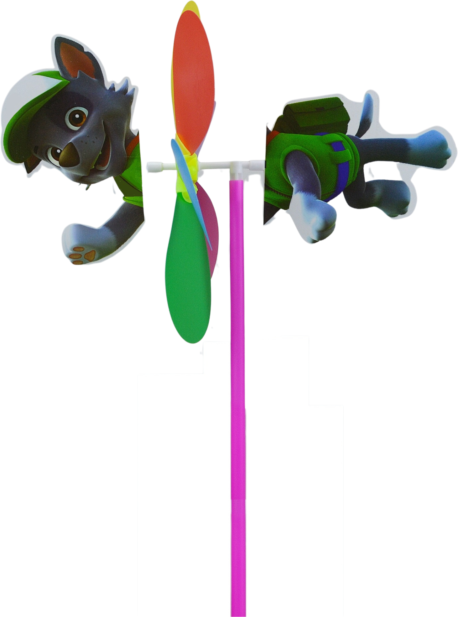 Ветерок цветочек, ветряная мельница, игрушка - вертушка для детей с фигуркой животного собачка, диаметр 23.5 см.