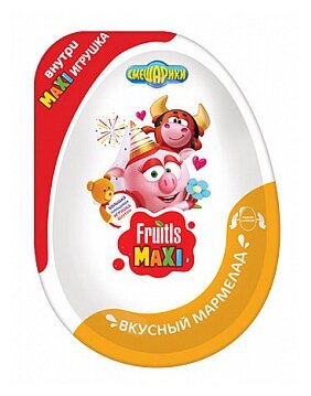 FRUITLS MAXI смешарики Мармелад в пластиковом яйце с плюшевой игрушкой, 10г.Штука - фотография № 1