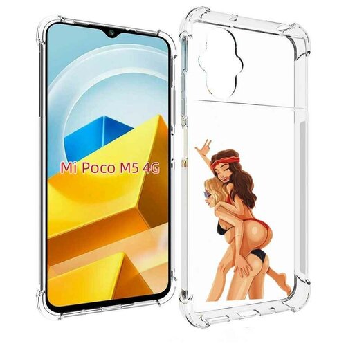 Чехол MyPads две-подружки-в-купальниках женский для Xiaomi Poco M5 задняя-панель-накладка-бампер