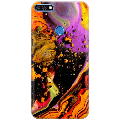 фото Силиконовый чехол на huawei y6 prime (2018) / honor 7c / honor 7a pro / хуавей у6 прайм 2018 / хонор 7а про / хонор 7с с принтом "разноцветные капли" gosso