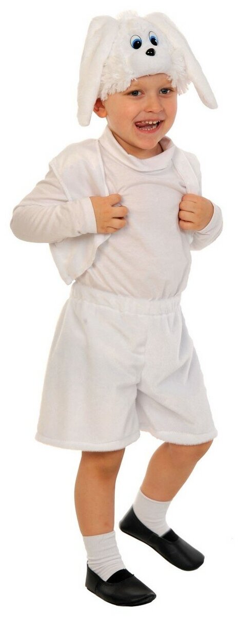 Карнавалофф Карнавальный костюм «Зайчик белый», плюш, рост 92-116 см, виды микс