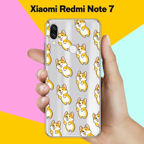 Силиконовый чехол Узор из корги на Xiaomi Redmi Note 7 силиконовый чехол корги в очках на xiaomi redmi note 7