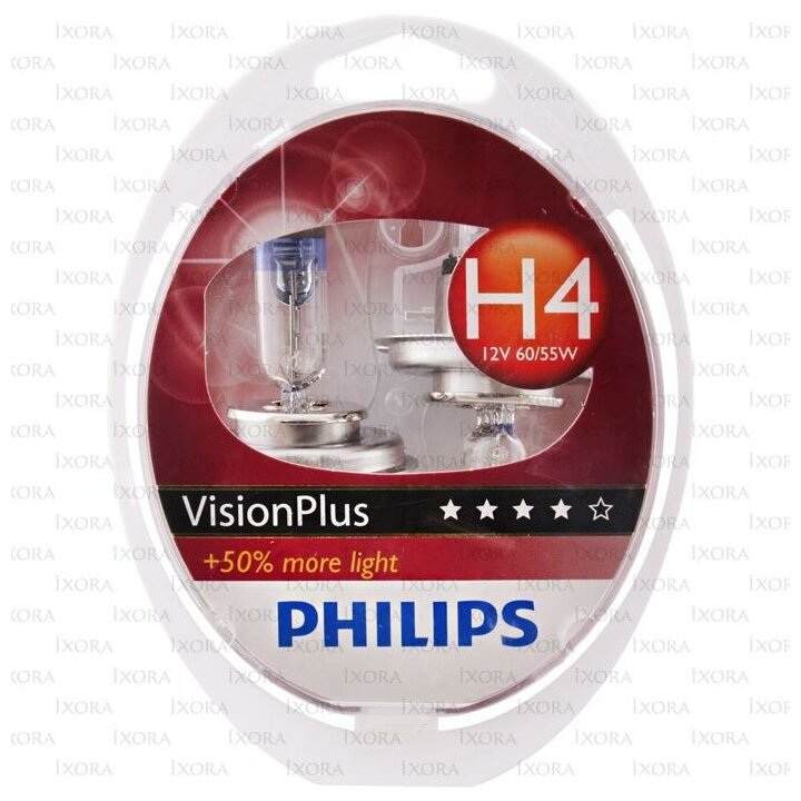 PHILIPS Лампа головного света (VisionPlus) H4 12V 60/55W Блистер 2 шт. 12342VPS2