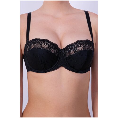 фото Бюстгальтер milavitsa, размер 80f, черный с нюдом