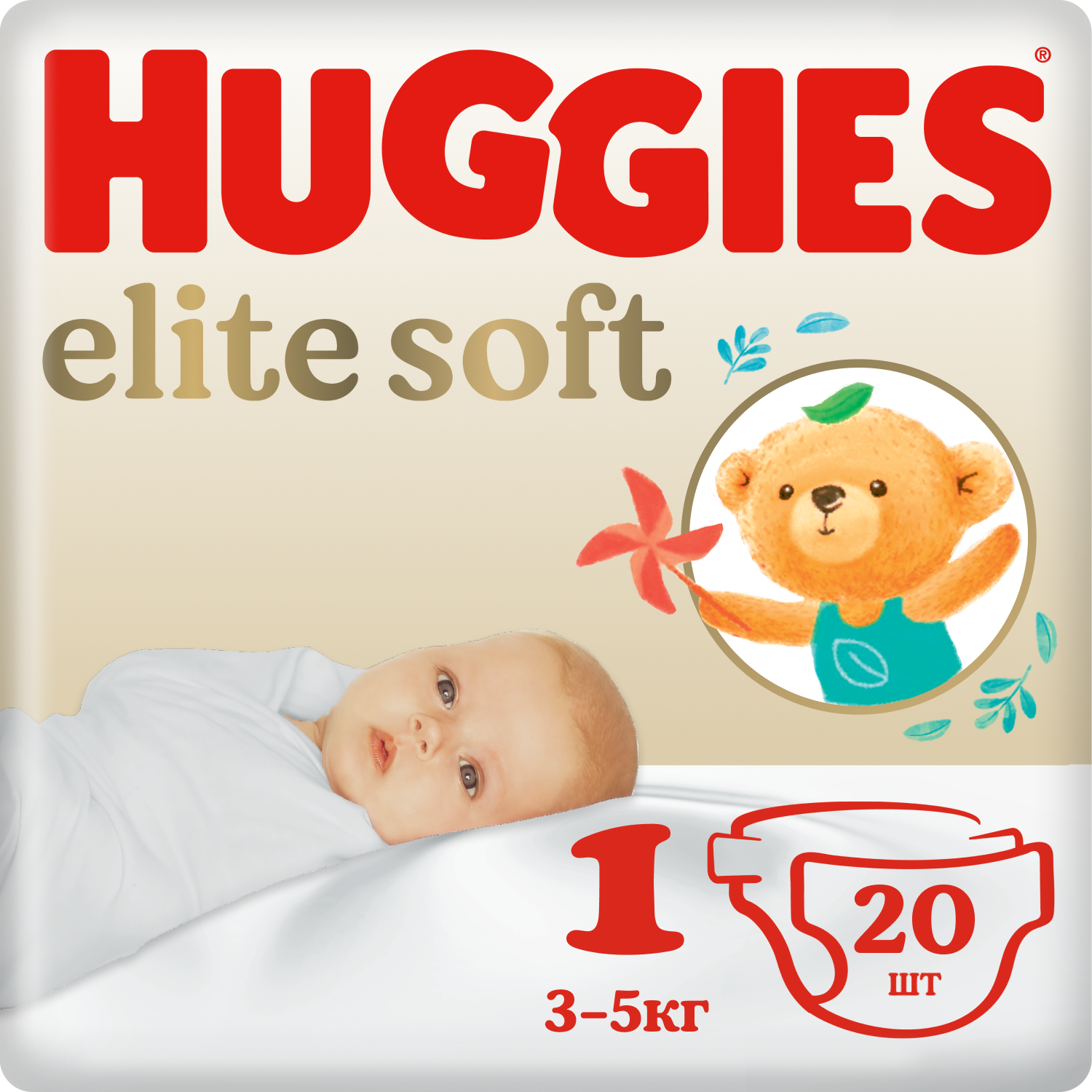 Подгузники детские Elite Soft 1 3-5 кг, 20 шт