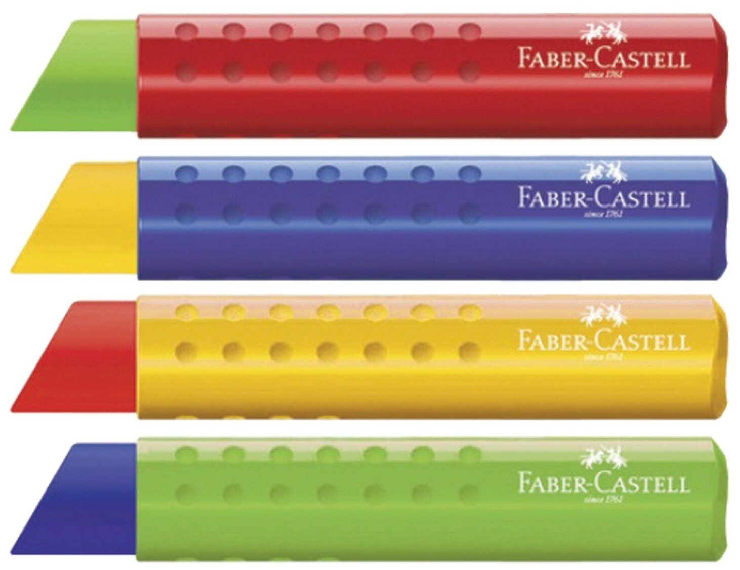 Ластик Faber-Castell "Tri", треугольный, 83*12,6*12,3мм, пластиковый футляр, ассорти