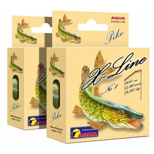 фото Леска aqua x-line pike (щука) 0,30mm, набор 2шт. по 100m