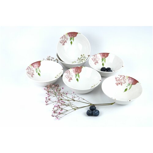 Набор керамических салатников - супниц 15х5,5 см, объемом 420 мл, декор 