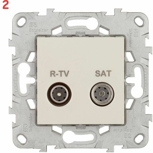 Розетка телевизионная Electric Unica NEW NU545544 оконечная R-TV-SAT скрытая установка бежевая (2 шт.) unica new розетка r tv sat одиночная алюминий