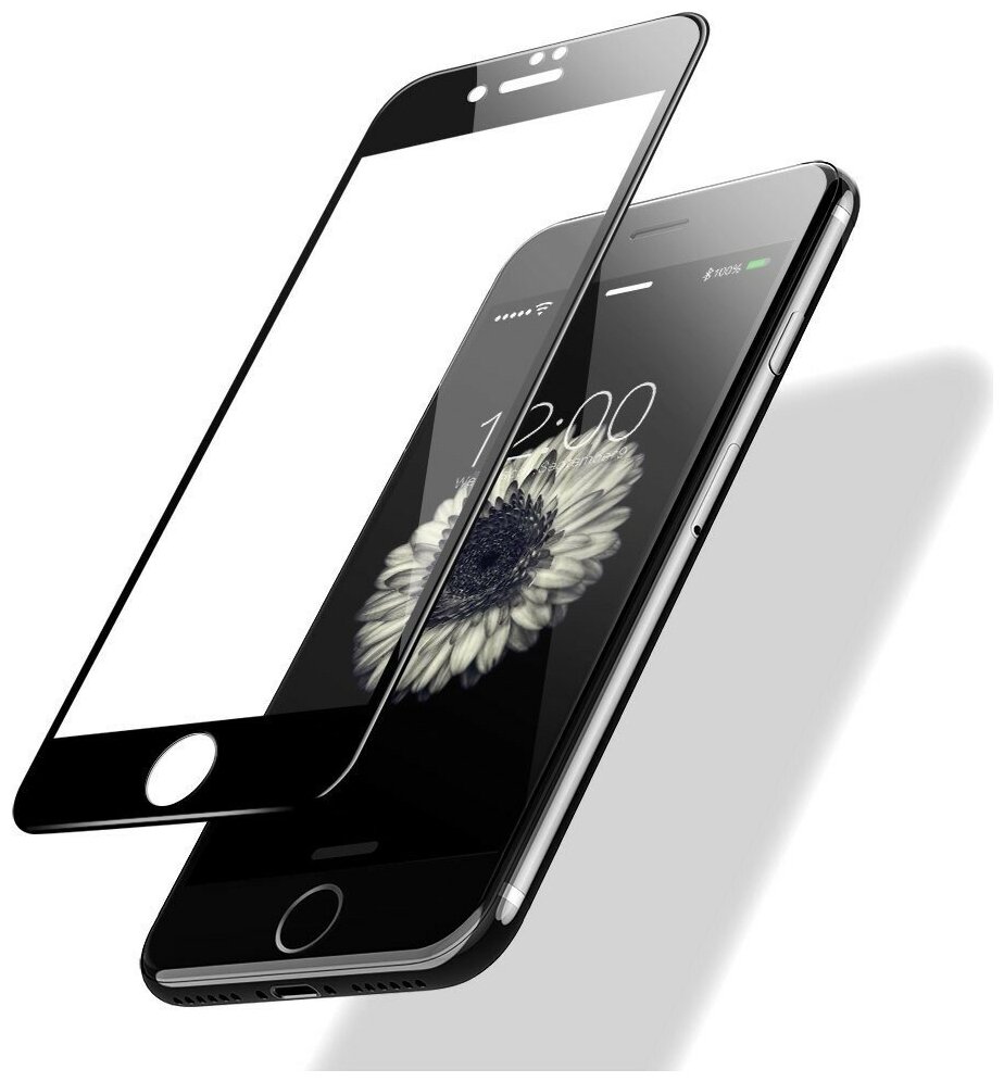 Защитное стекло VEASON для iPhone 7/ iPhone 8 / Стекло на Айфон 7 /Айфон 8 / закруглённые края / черная рамка/ олеофобное
