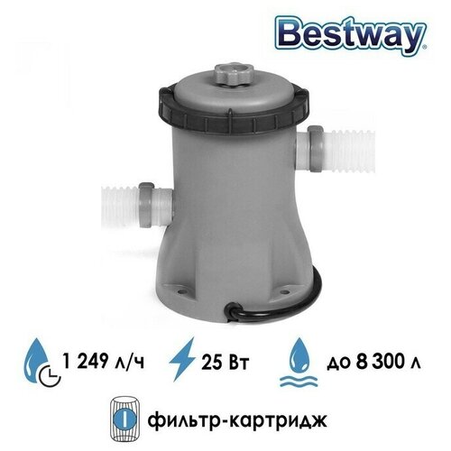 bestway фильтр насос 58381 bestway 1249 л ч 58381 Фильтр-насос для бассейнов, с картриджем I, 1 249 л/ч, 58381