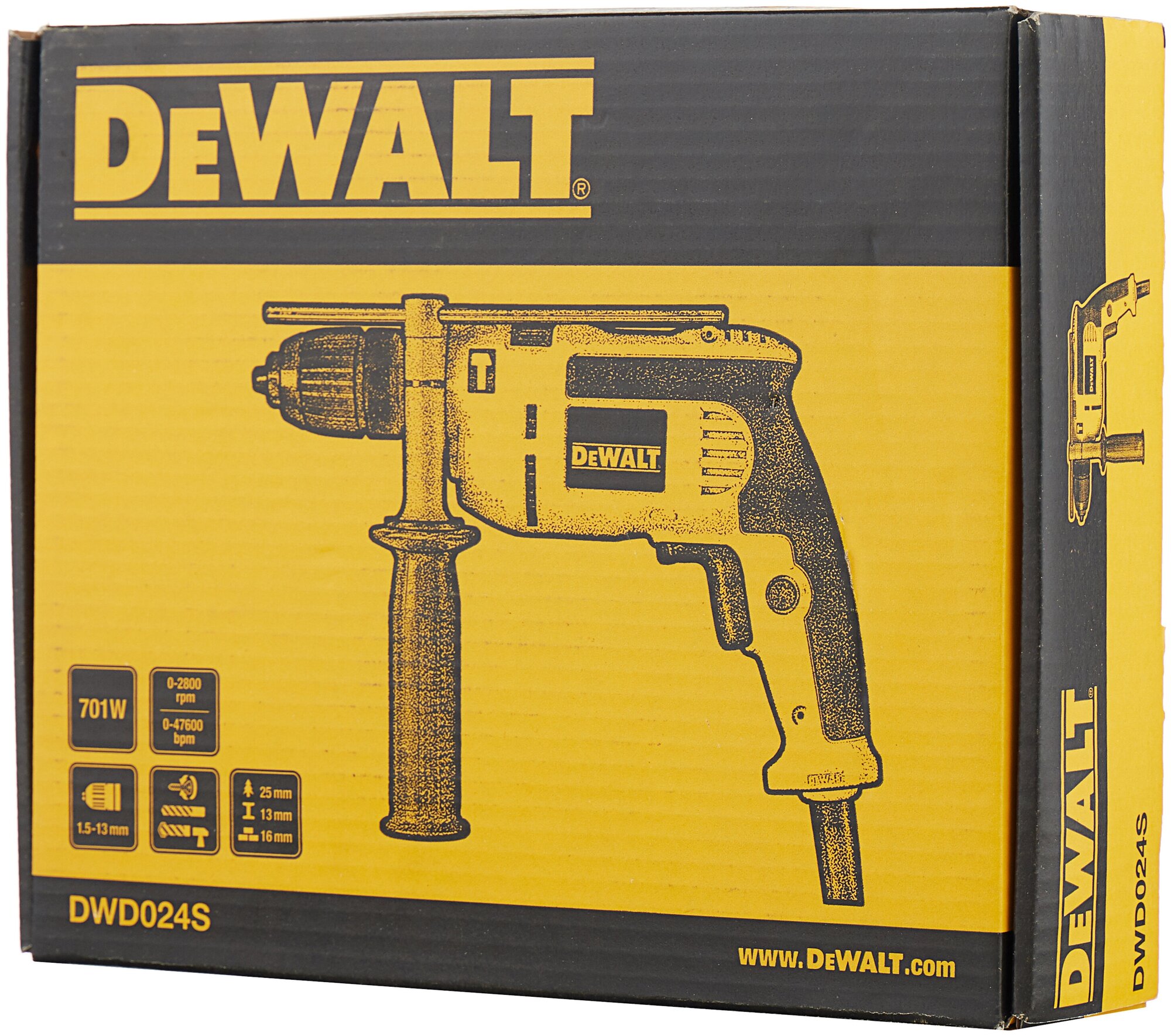 Ударная дрель DeWALT DWD024S, 750 Вт черный - фотография № 6