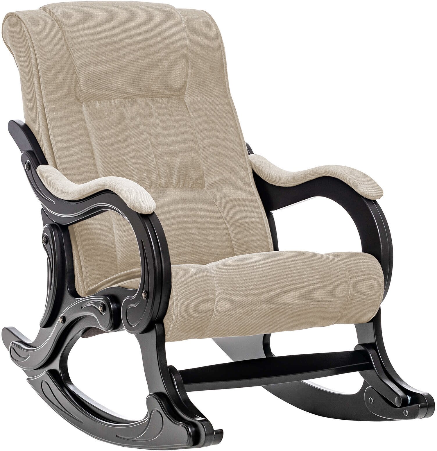 Кресло-качалка с подножкой широкое Родос велюр светло бежевый (ОМ-01)