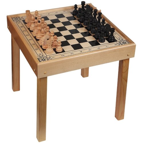 Стол шахматный мега светлый с ящиком (шахматы, шашки, нарды) 3 в 1