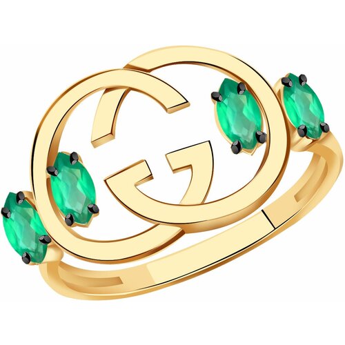 фото Кольцо diamant online, золото, 585 проба, агат, размер 17, бирюзовый