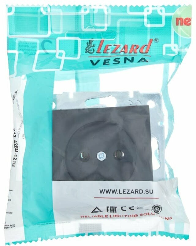 Розетка встраиваемая Lezard Vesna 742-4288-121B без заземления цвет черный - фото №2