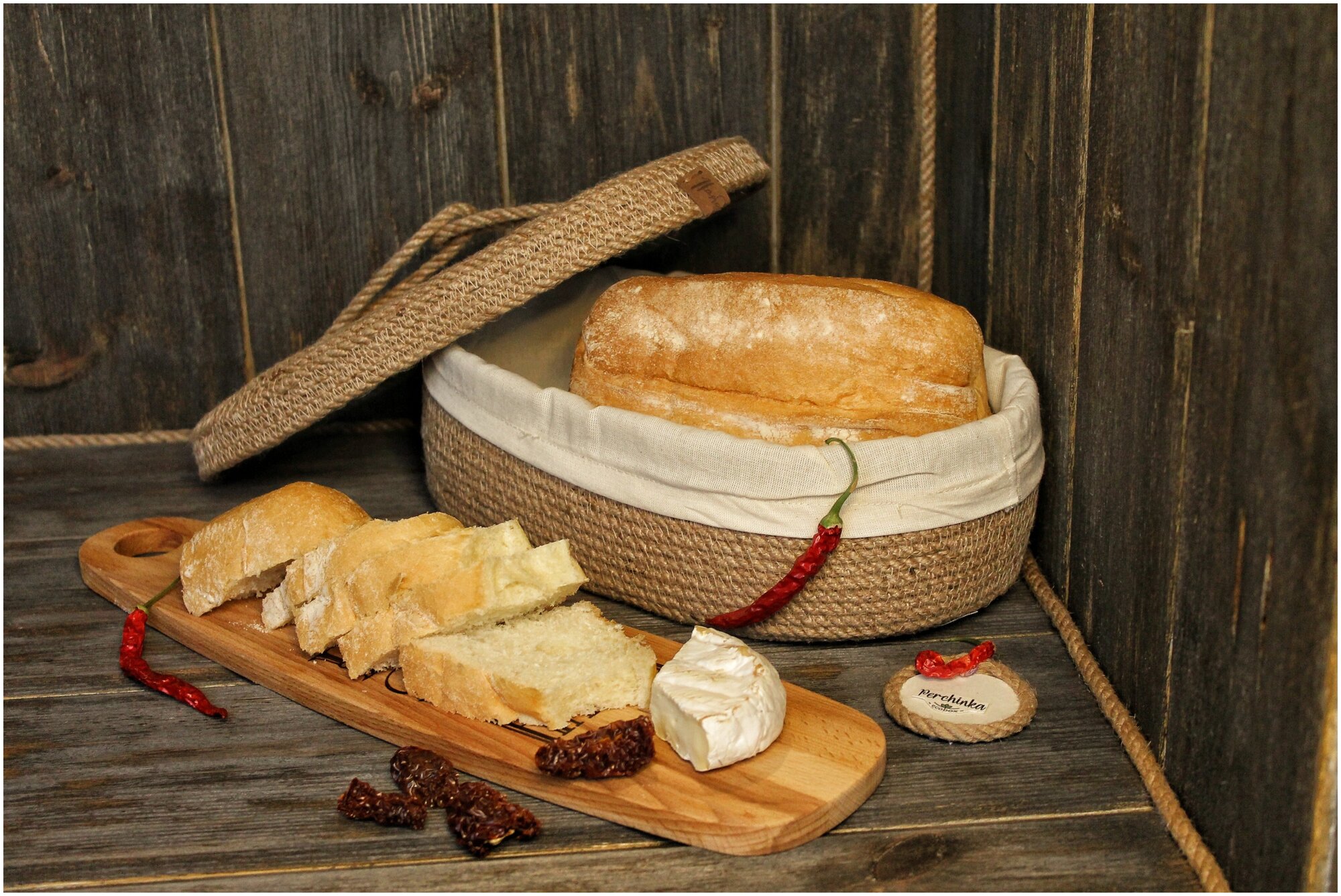 Хлебница Корзина для хранения хлеба из джута подача хлеба сервировка стола - фотография № 1