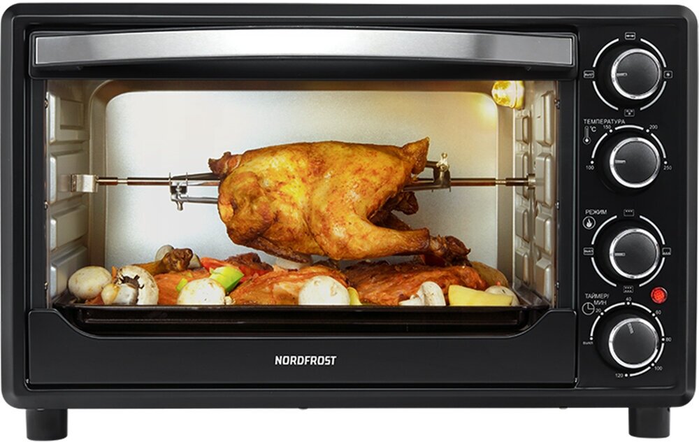 Мини-печь NORDFROST RC 350 B , настольная духовка, 1600 Вт, 35л, конвекция, гриль, таймер до 120 минут, 3 режима нагрева, черный