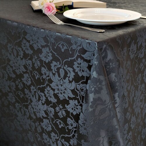 Скатерть 160x160 см. цвет черный цветочный узор 1589 с пропиткой от загрязнений