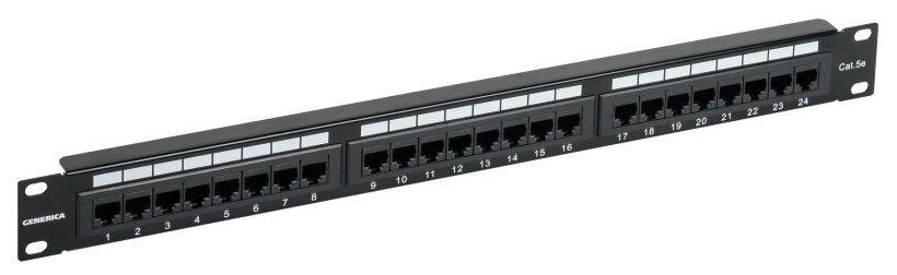 Патч-панель ITK GENERICA (PP24-1UC5EU-K05-G) 19" 1U 24xRJ45 кат.5e UTP - фото №1