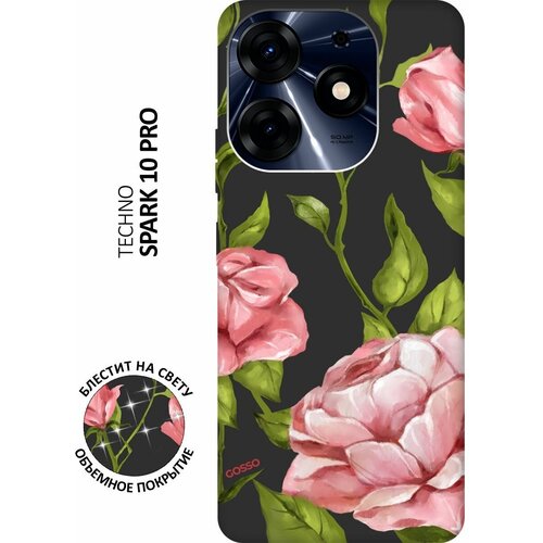 Матовый Soft Touch силиконовый чехол на Tecno Spark 10 Pro, Техно Спарк 10 Про с 3D принтом Amazing Roses черный матовый soft touch силиконовый чехол на realme 10 pro реалми 10 про с 3d принтом amazing roses черный