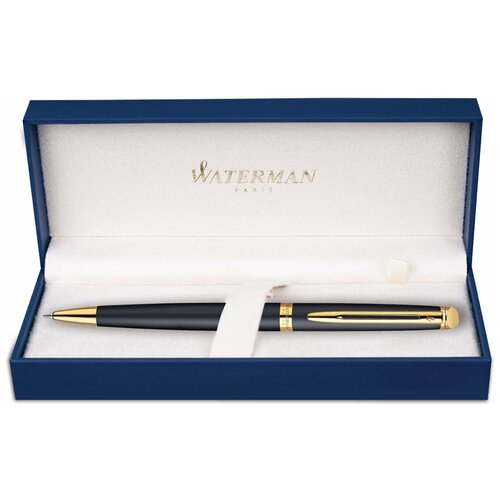 Ручка подарочная шариковая WATERMAN Hemisphere Matt Black GT, черный матовый лак, позолоченные детали, синяя, S0920770