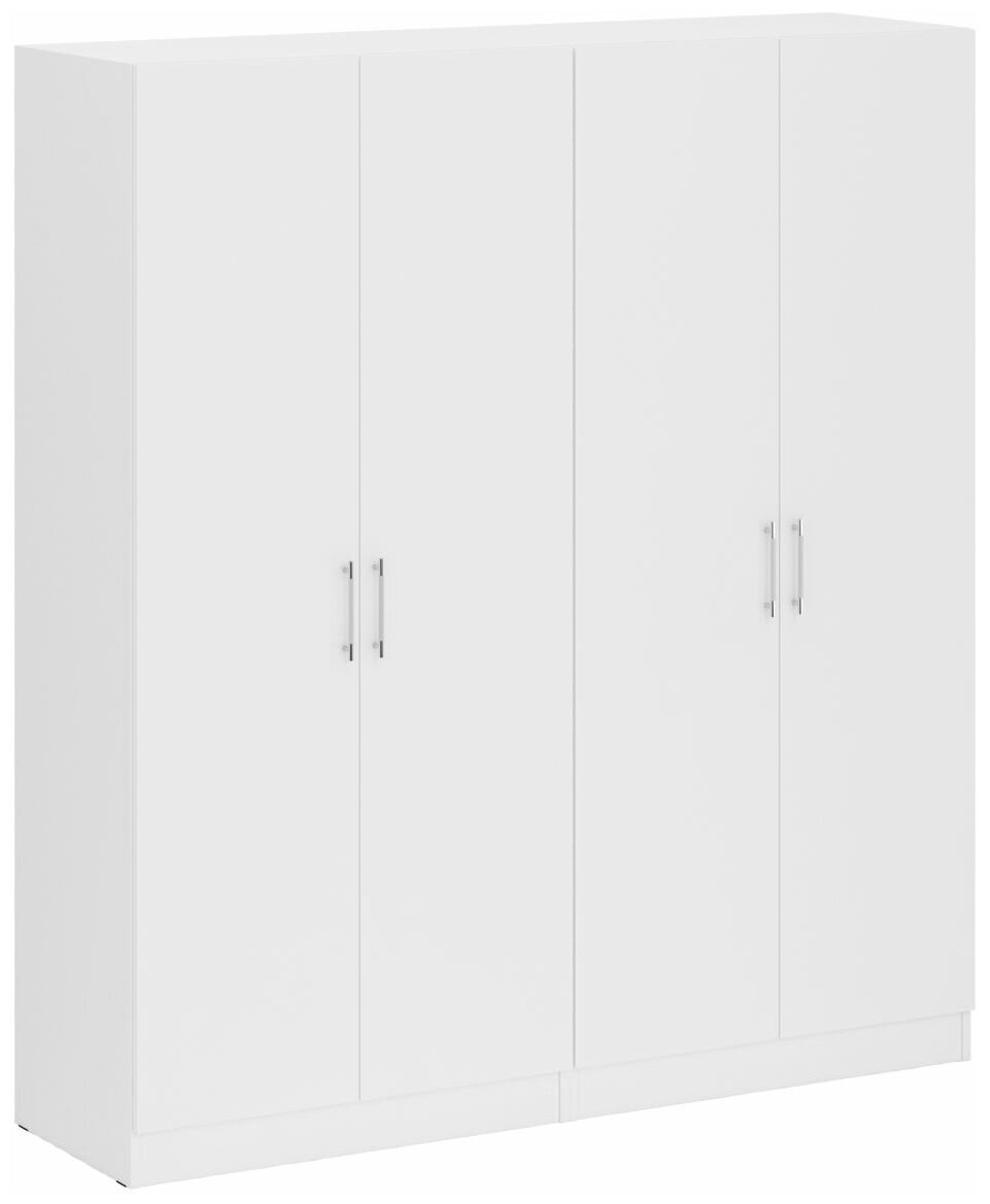Два 2-х створчатых белых шкафа для одежды, цвет белый, ШхГхВ 180х52х200 см, универсальная сборка