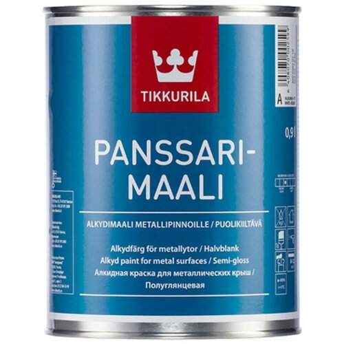 Краска алкидная (А) Tikkurila Panssarimaali полуглянцевая белый 0.9 л 1.28 кг