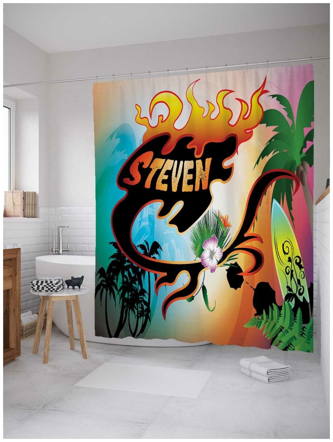 Штора для ванной JoyArty Серфинг граффити Стивен 180х200 180х200 см