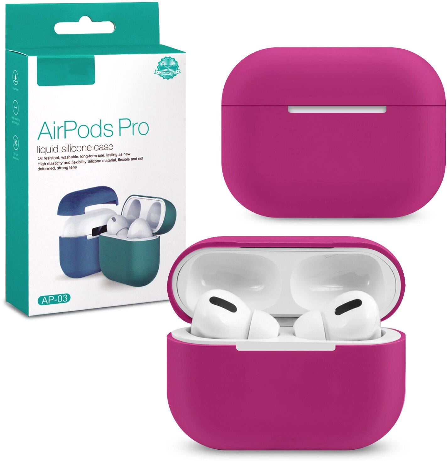 Силиконовый чехол для AirPods Pro темно розовый / чехол для аирподс про темно розовый / чехол для airpods pro isa