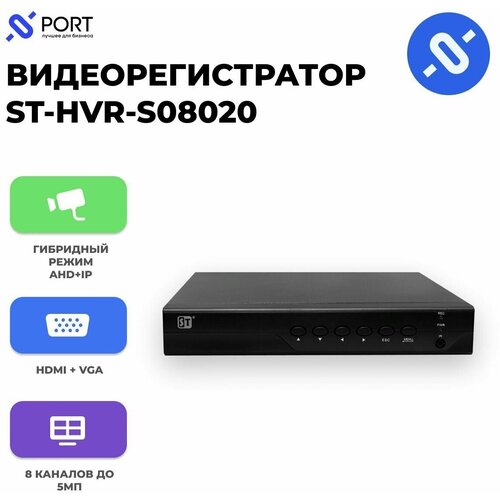 Гибридный видеорегистратор ST-HVR-S08020 8 каналов до 5 МП