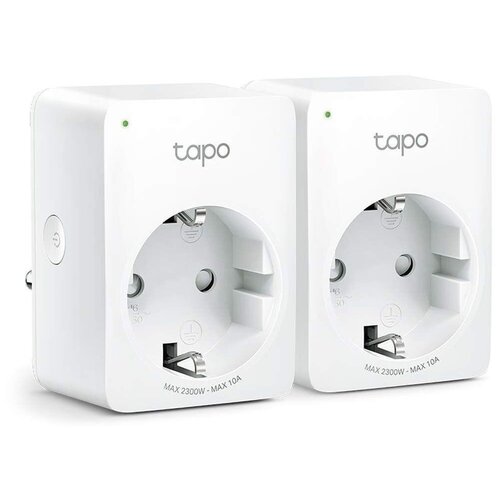 Умная розетка TP-Link Tapo P100(2-pack) EUBT Wi-Fi белый видеокамера ip tp link tapo c320ws 2560×1440 wi fi 2 4 ггц 2t2r 2 внешние антенны 1 порт ethernet