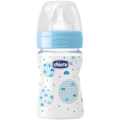 Chicco Бутылочка с соской из силикона Well-Being, 150 мл boy/girl, с рождения, розовый