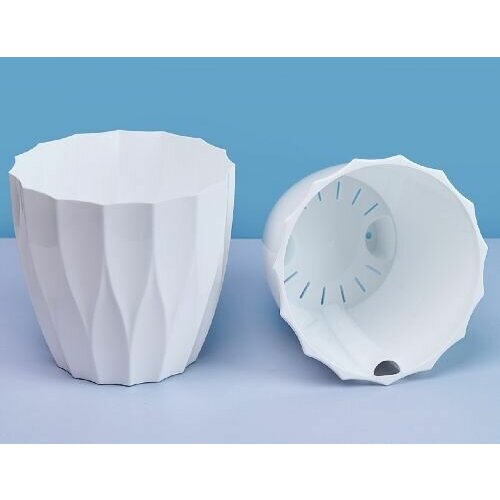 Кашпо пластиковое Флюте Белый со вставкой d-16см h-14,5см 1,9л Пласт Авеню