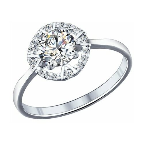 фото Серебряное кольцо sokolov 94011702 с фианитом, размер 17 diamant-online