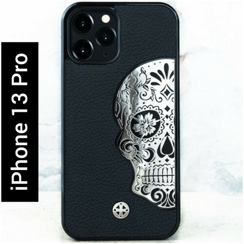 Чехол iPhone 13 Pro - Mexican Katrina's Skull Leather Black