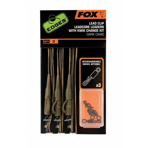 Готовый Leadcore с безопасной клипсой Lead Core 45lb 3 шт 75 см арт.7116 быстросъём carp pro run flexi 5 шт в упаковке