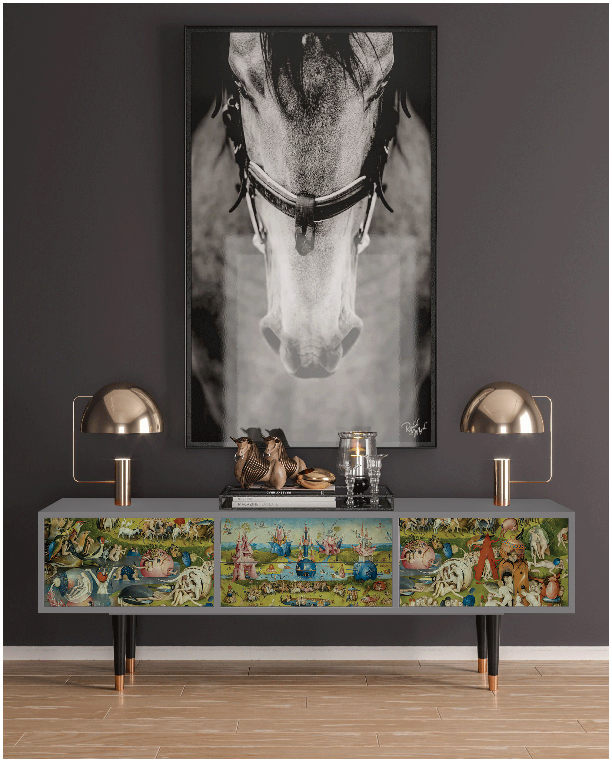 ТВ-Тумба - STORYZ - T4 The Garden by Hieronymus Bosch, 170 x 59 x 48 см, Серый