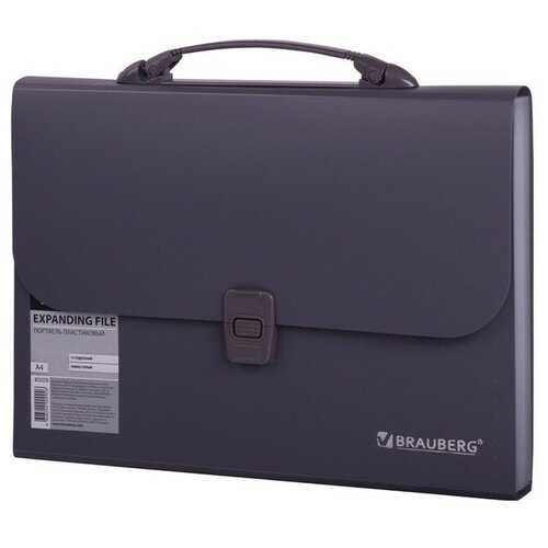фото Brauberg портфель пластиковый а4, 13 отделений, темно-серый