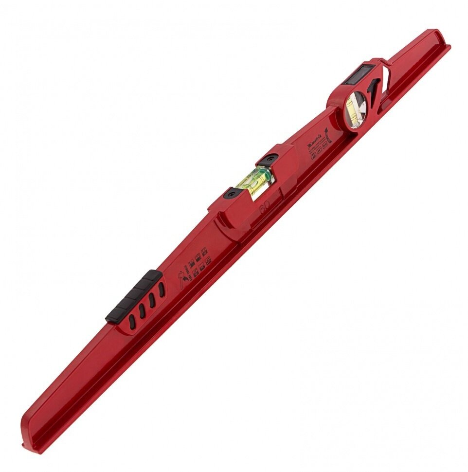 Уровень алюминиевый 600 мм литой 2 глазка (1 фронтальный) ударная площадка Matrix